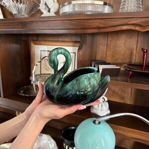 Green Ceramic Swan Decorative Bowl - Home Art